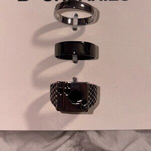 Free People Silver Ace of Spades & Mixed Metal Band Ring Set